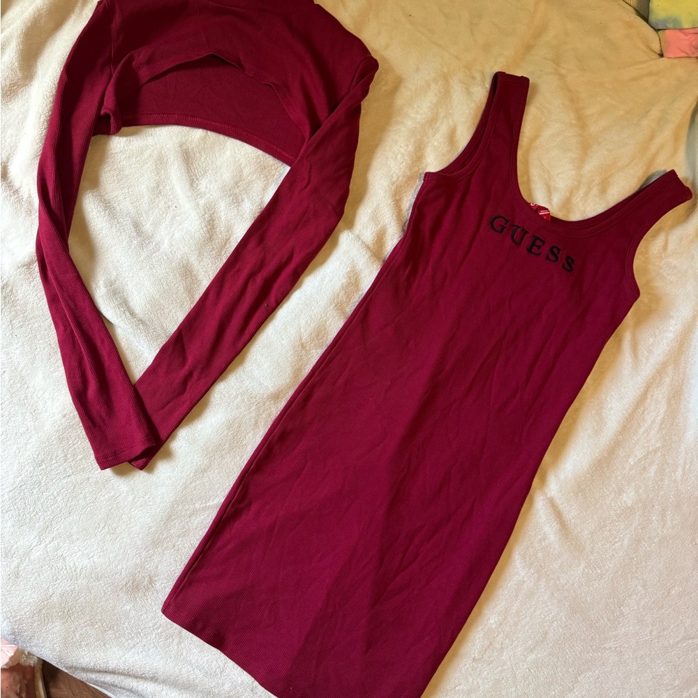 Guess Deep Red Dress with Shrug